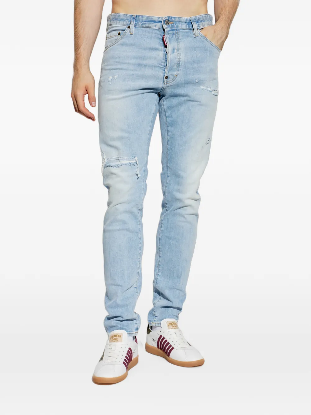 DSQUARED2 super bleached stretch skater jeans Blauw