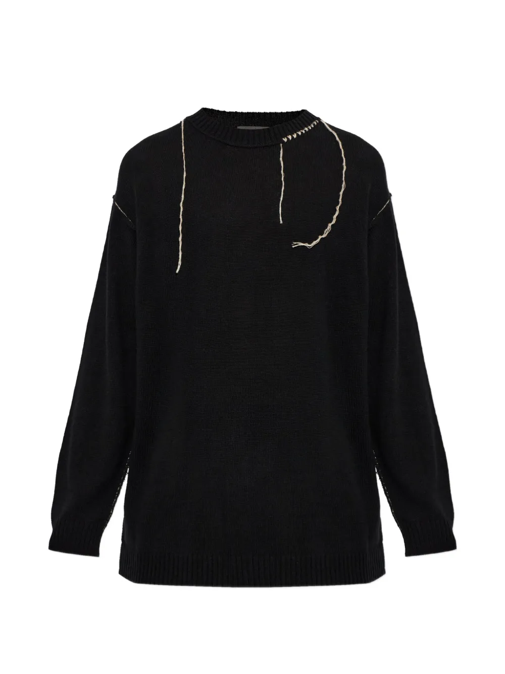 Yohji Yamamoto Maglione girocollo con ricamo - Nero
