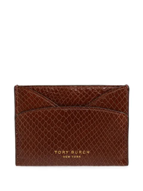 Tory Burch Romy snake-embossed flat card case