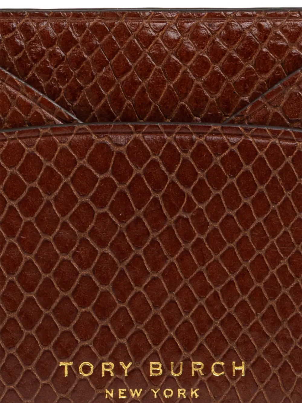 Tory Burch Romy platte pasjeshouder met slangen-reliëf Bruin