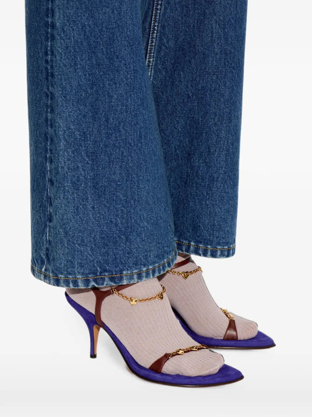 Chloé Zia chain-link leather sandals Blauw