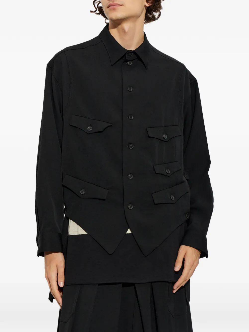 Yohji Yamamoto Asymmetrisch overhemd Zwart