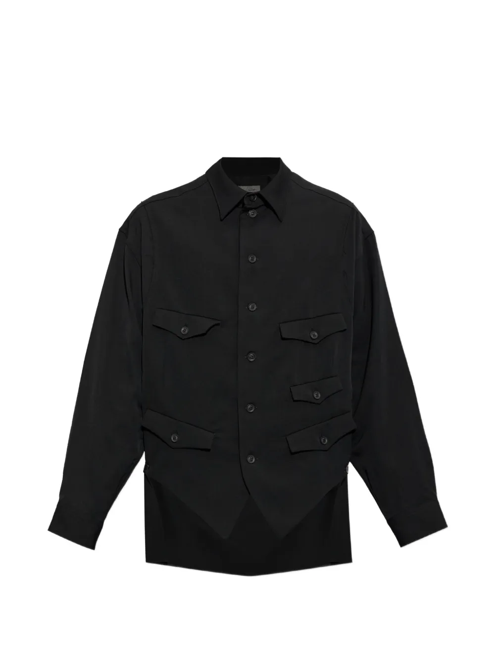 Yohji Yamamoto asymmetric wool shirt - Nero