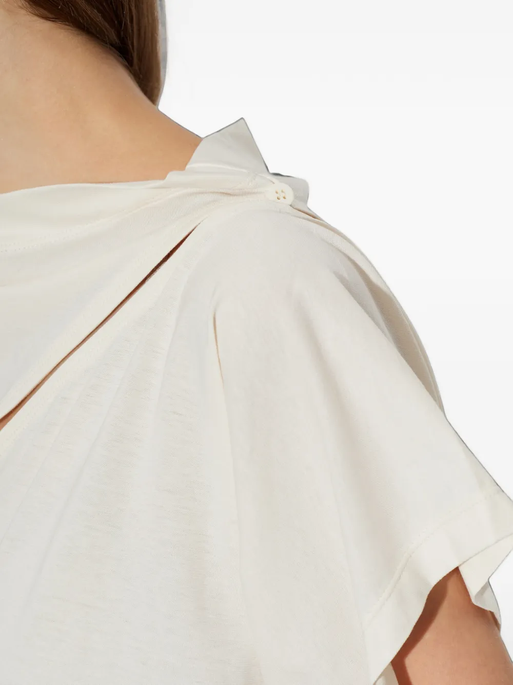 Issey Miyake Asymmetrische top met schoudersplit Beige