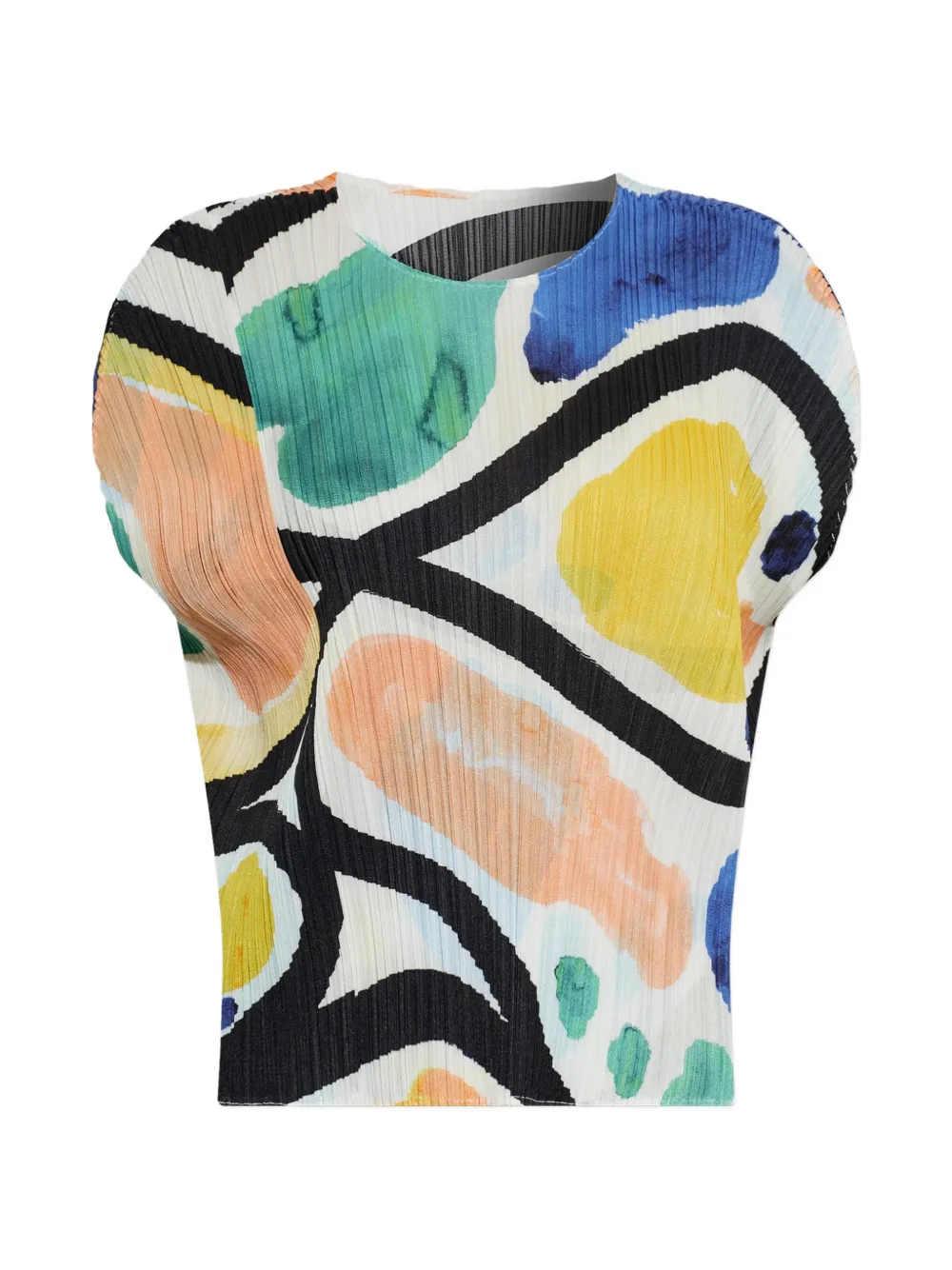 Pleats Please Issey Miyake Roll abstract-print pleated blouse - Bianco