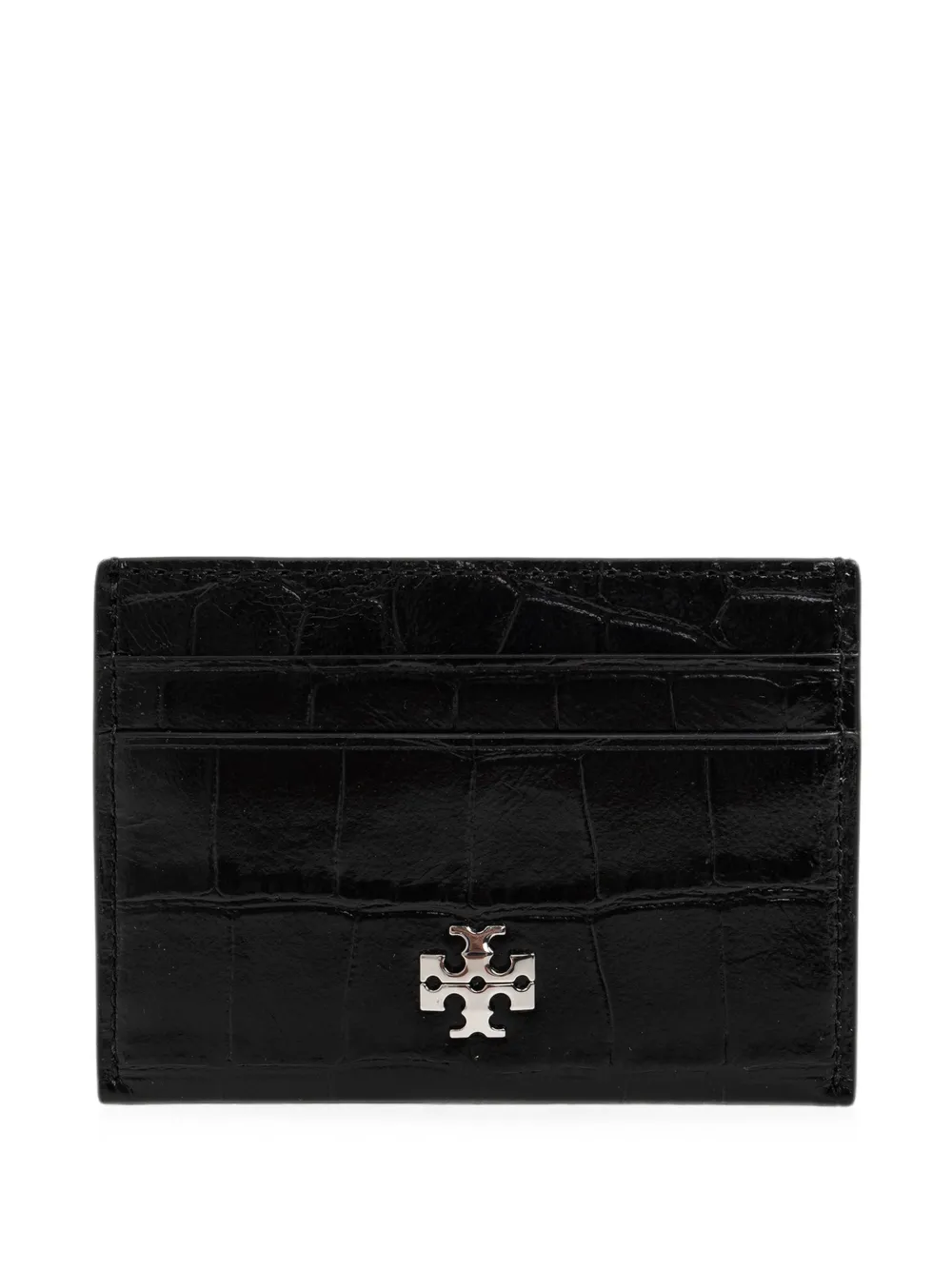 Tory Burch croc-effect logo-plaque card holder - Nero