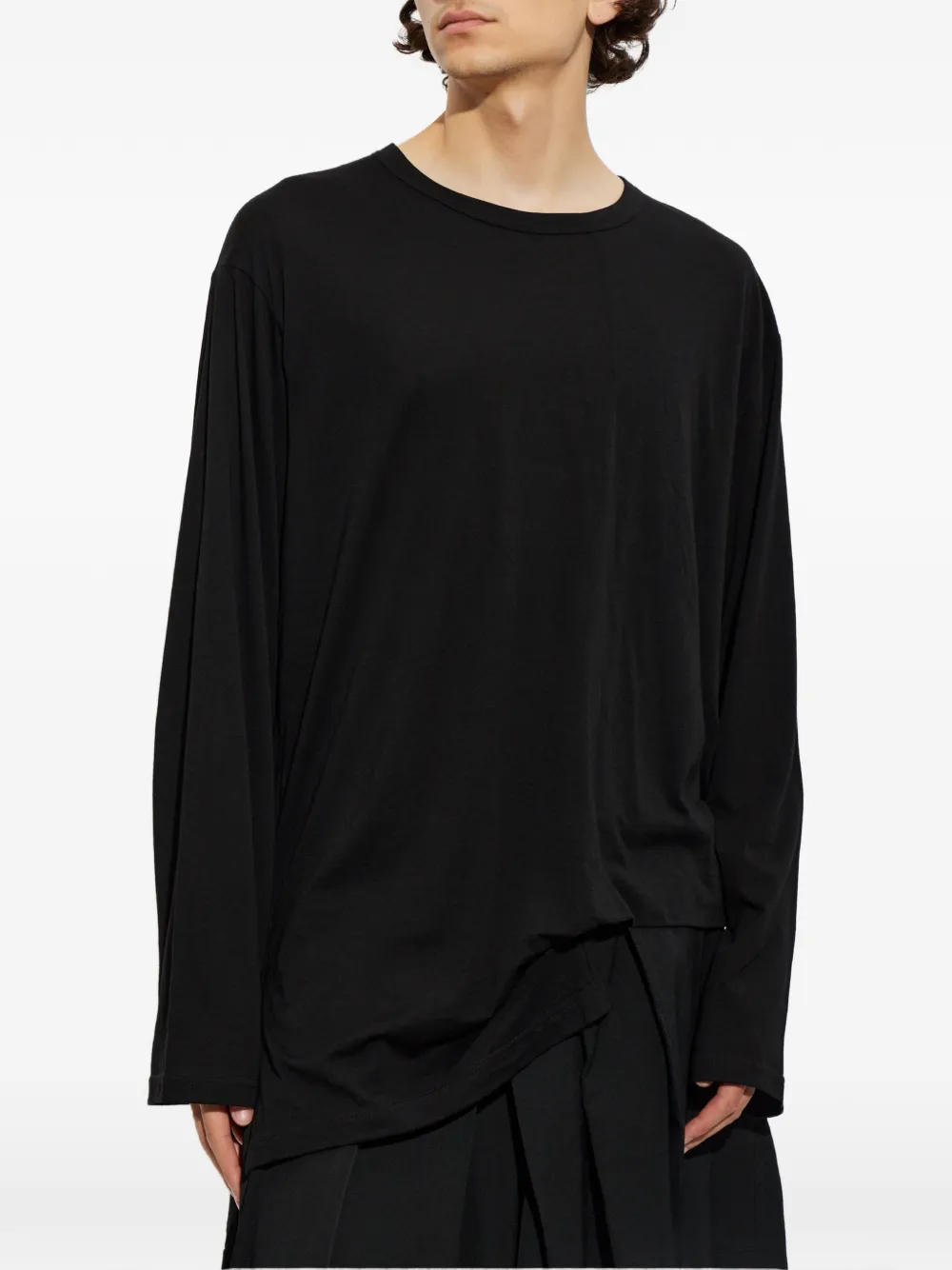 Yohji Yamamoto Asymmetrisch T-shirt Zwart