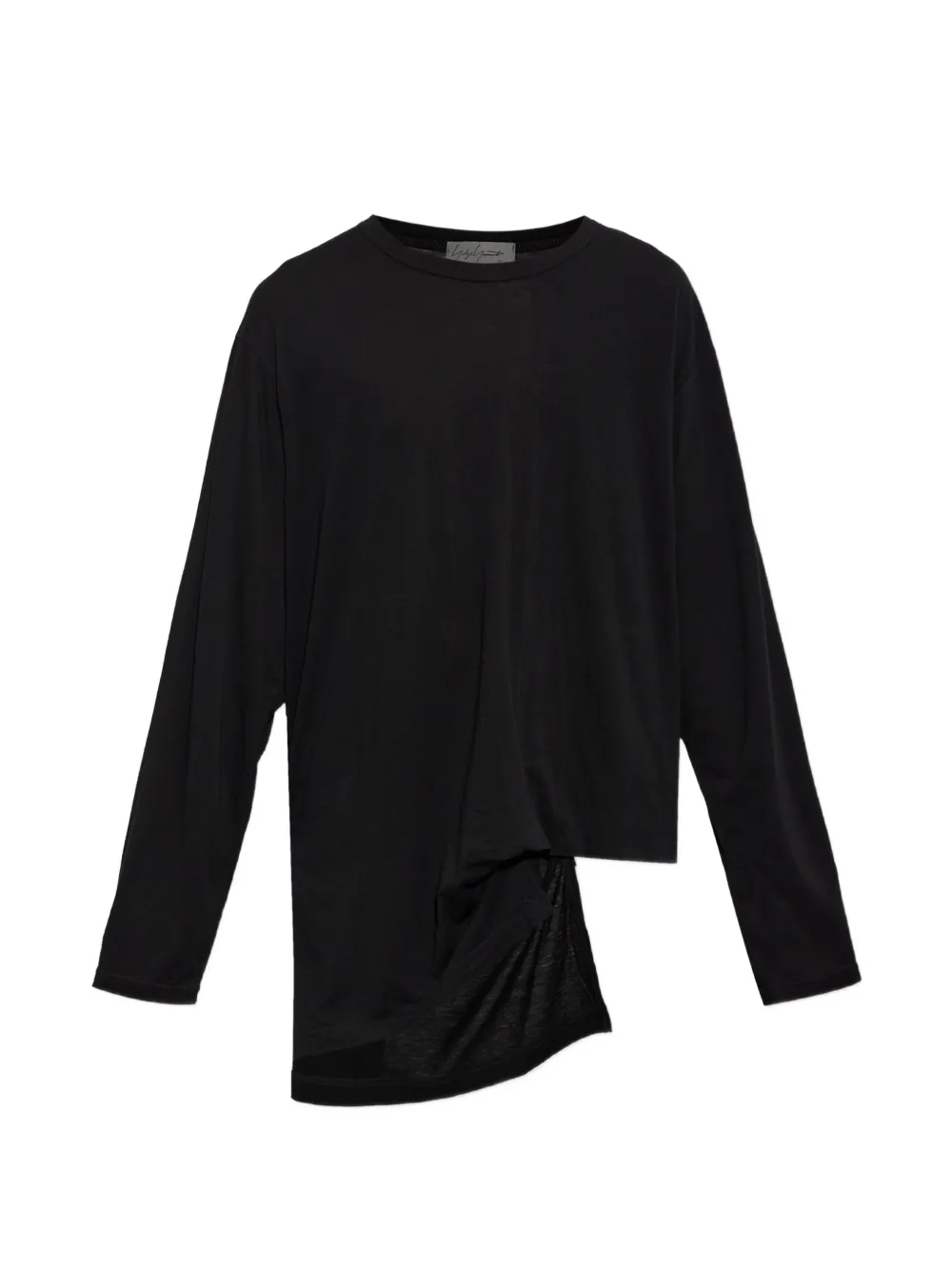 Yohji Yamamoto asymmetric long-sleeve T-shirt - Nero
