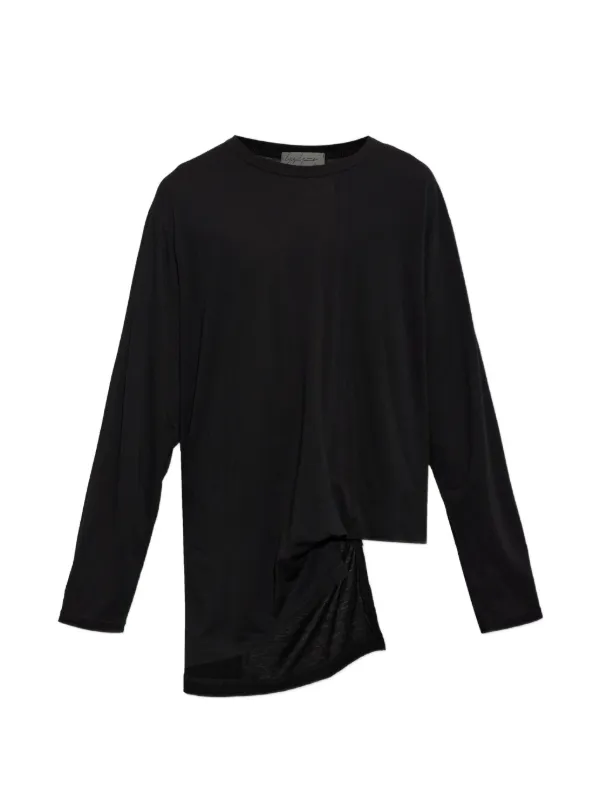Yohji Yamamoto Asymmetric long-sleeve T-shirt | ブラック | FARFETCH JP