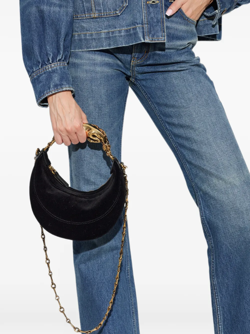 Chloé Kleine Horse fluwelen shopper Zwart
