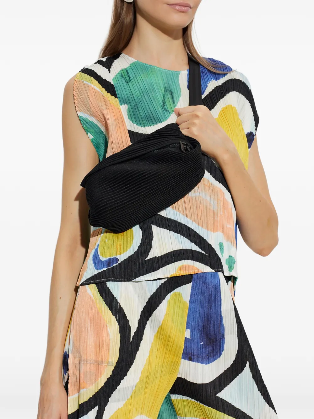 Pleats Please Issey Miyake Geplooide schoudertas Zwart