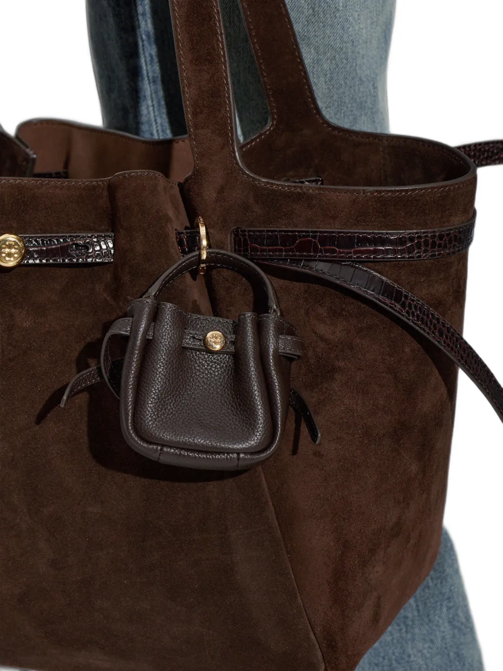 Tory Burch Romy bucket-tas met bedel Bruin