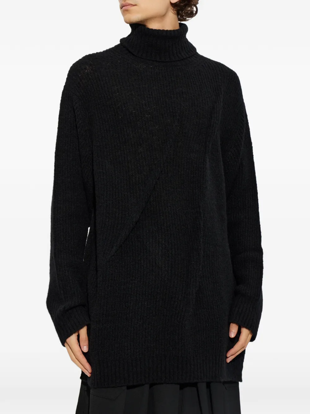Yohji Yamamoto Ribgebreide coltrui Zwart