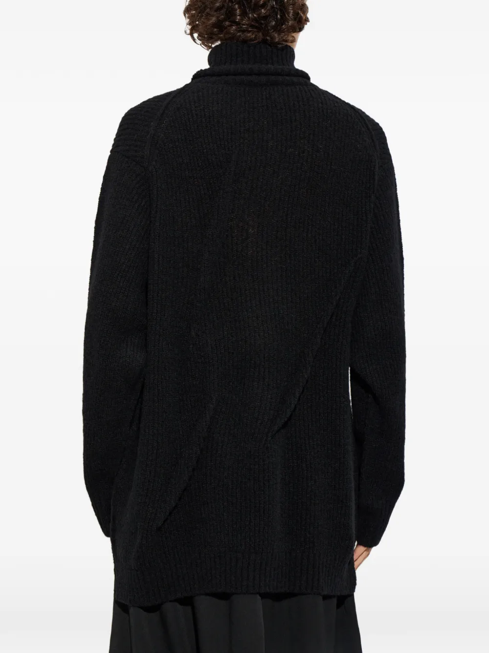 Yohji Yamamoto Ribgebreide coltrui Zwart