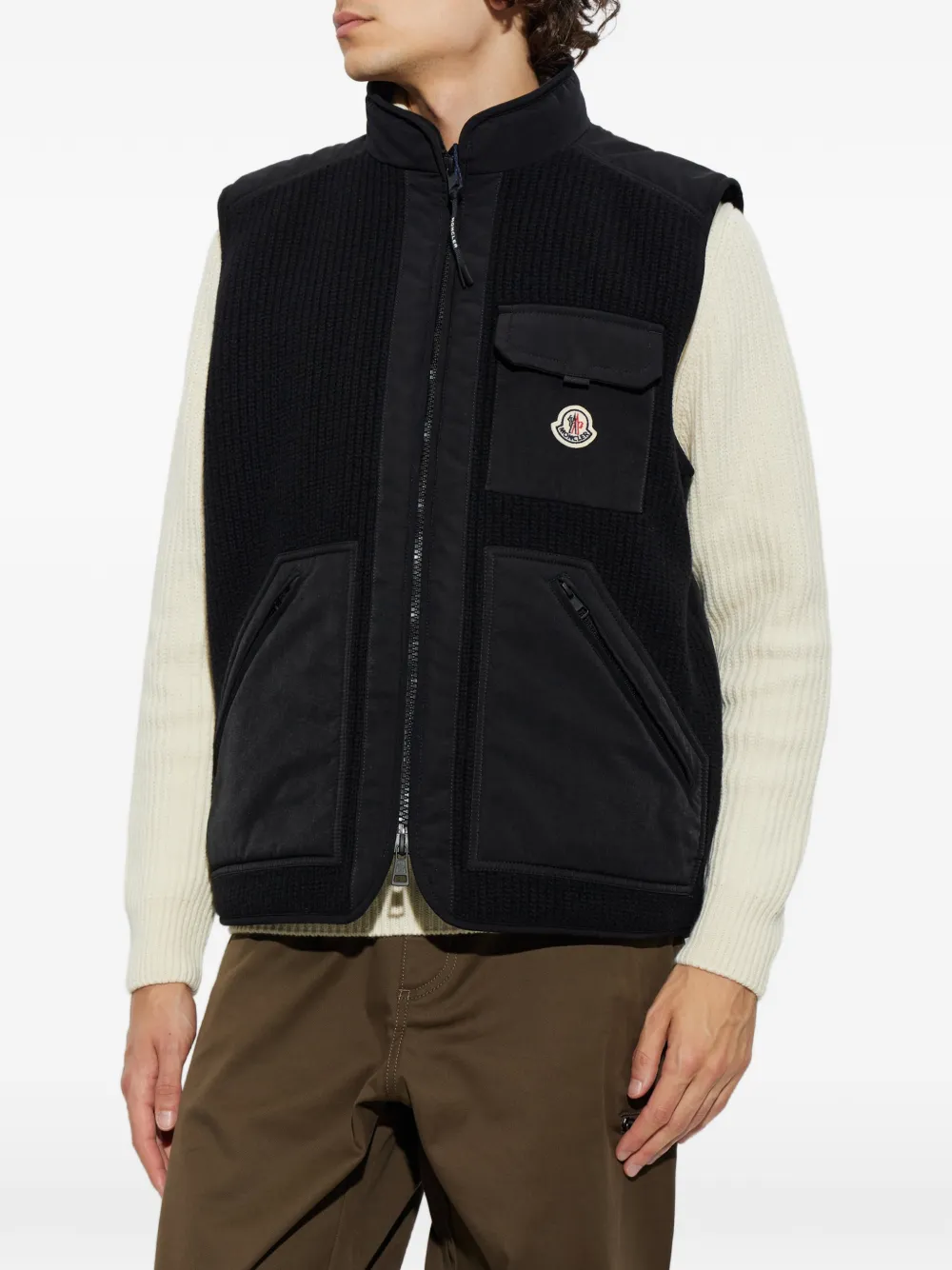 Moncler Lenevra bodywarmer met vlakken Zwart