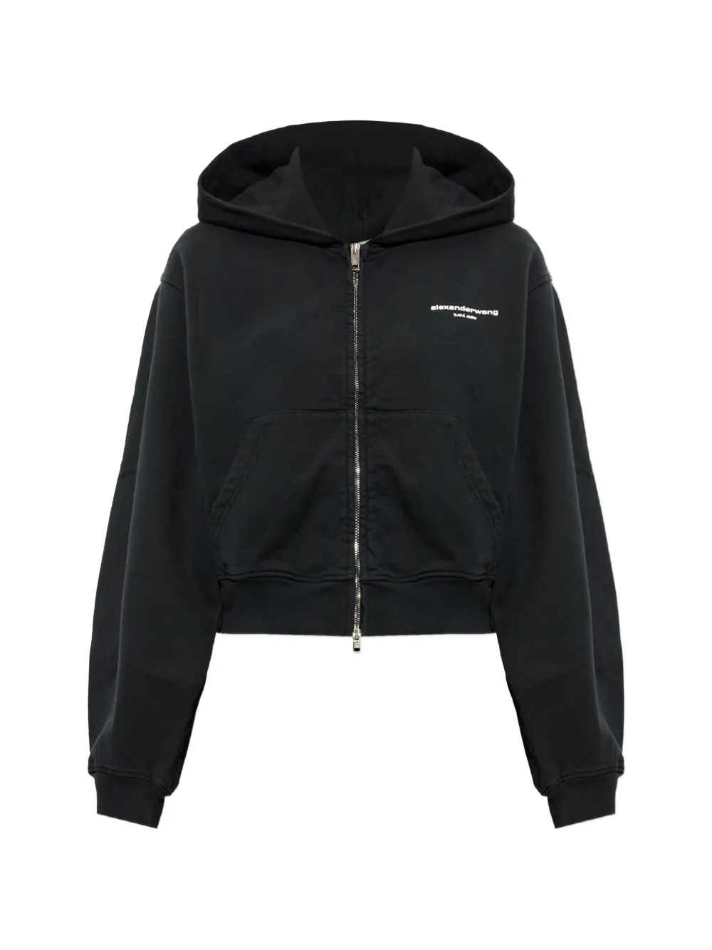 Alexander Wang logo-print zip-up hoodie - Nero