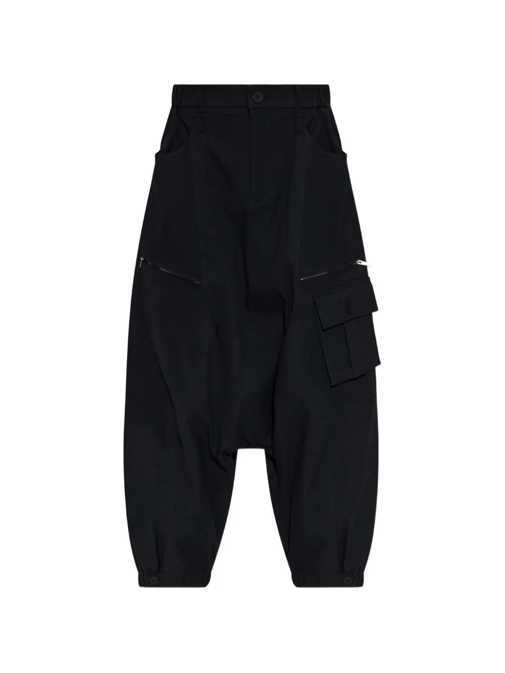 Issey Miyake low-crotch cropped cargo pants - Nero