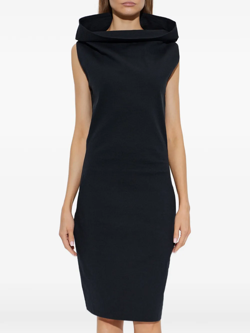 Issey Miyake Mouwloze midi-jurk met zak Blauw