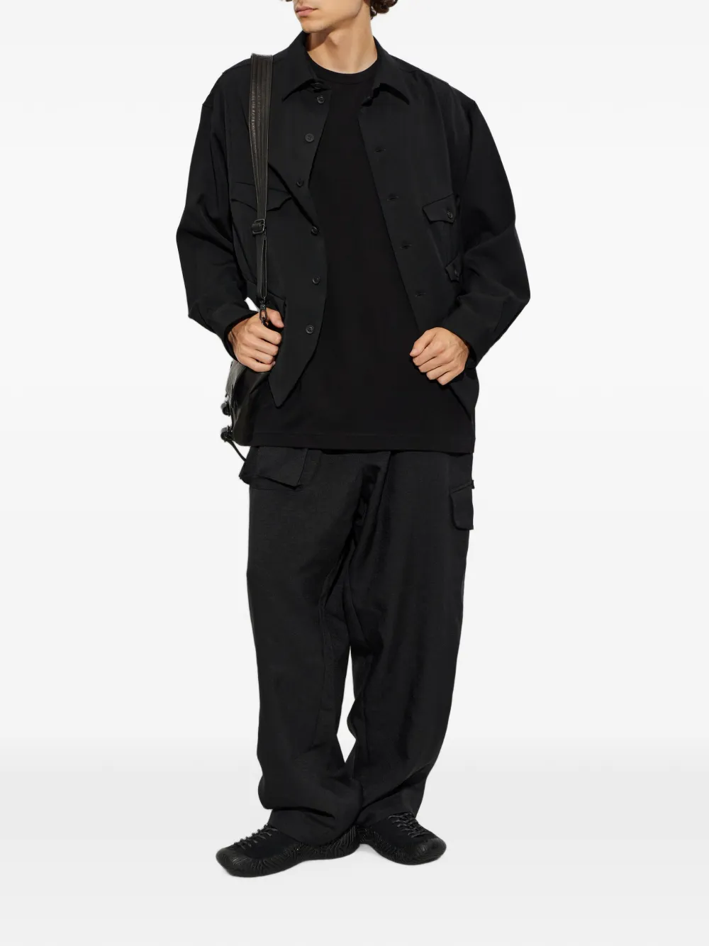 Yohji Yamamoto T-shirt met ronde hals Zwart