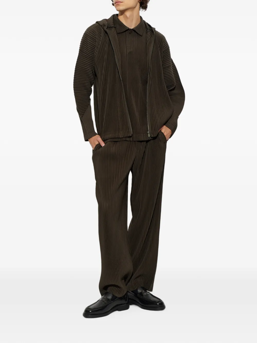 Homme Plissé Issey Miyake Geplooid mouwloos poloshirt Bruin