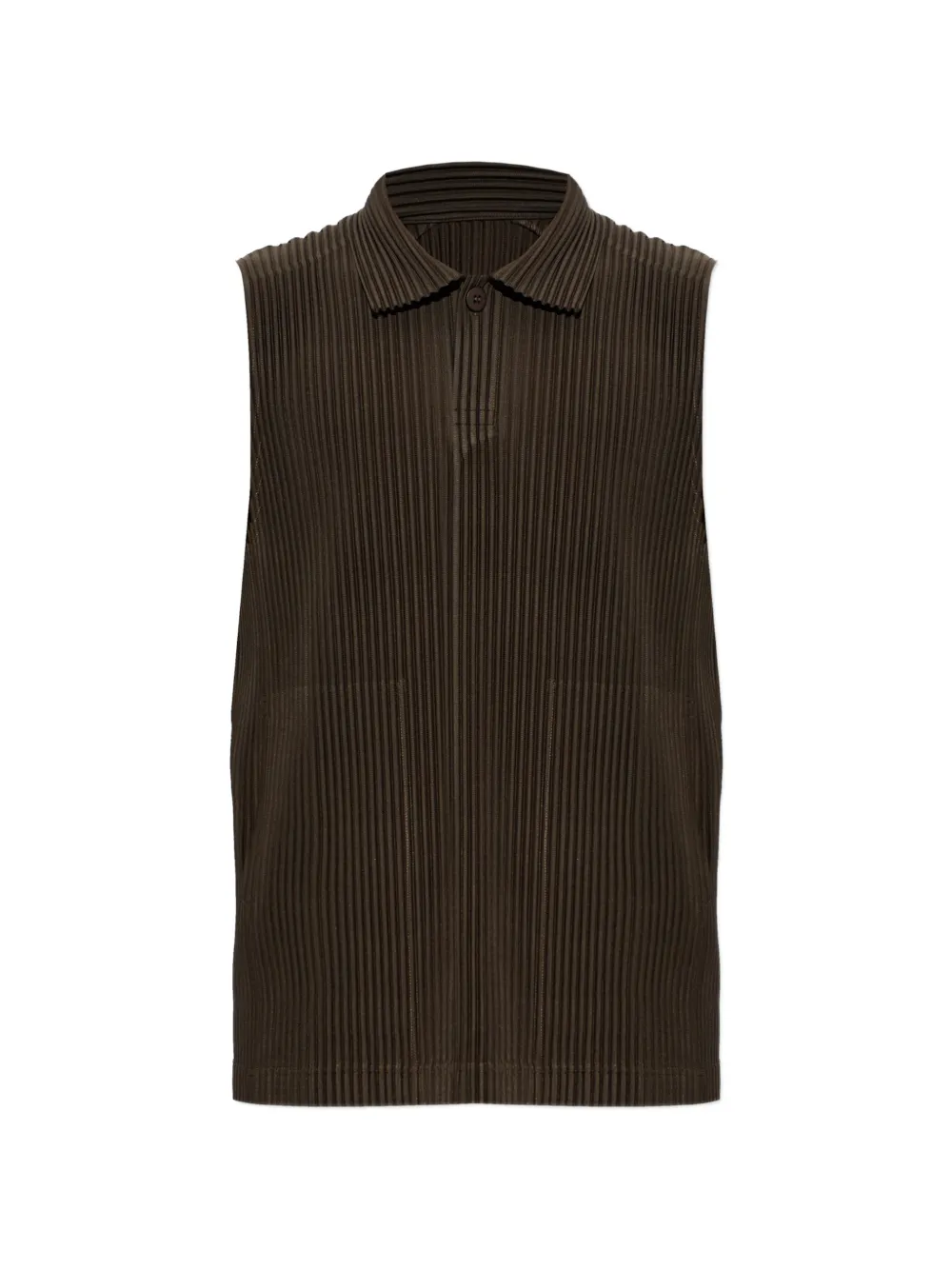 Homme Plissé Issey Miyake sleeveless pleated polo shirt - Marrone
