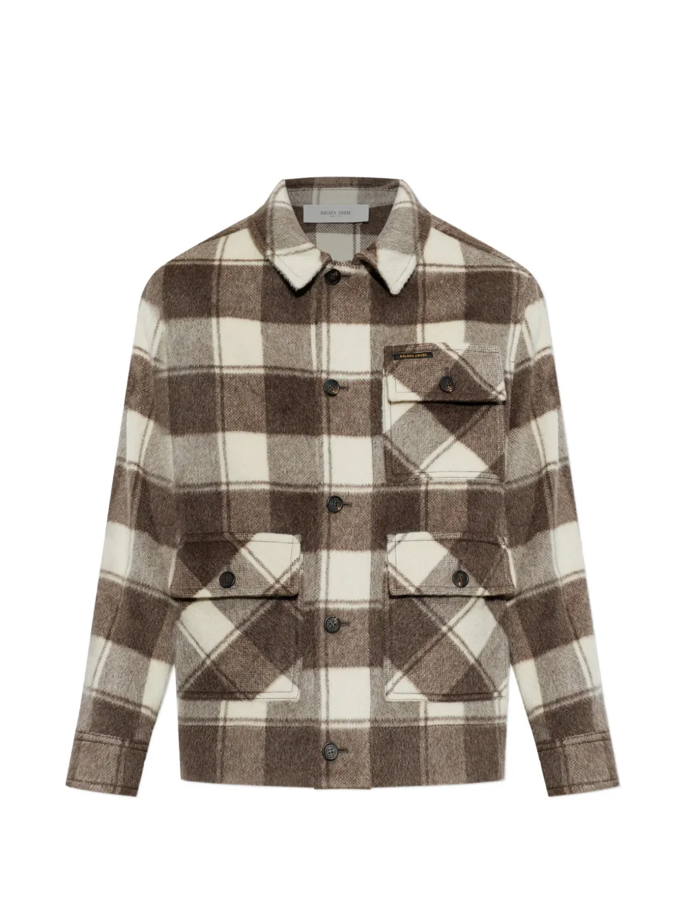 Golden Goose check-pattern mohair-blend jacket - Marrone