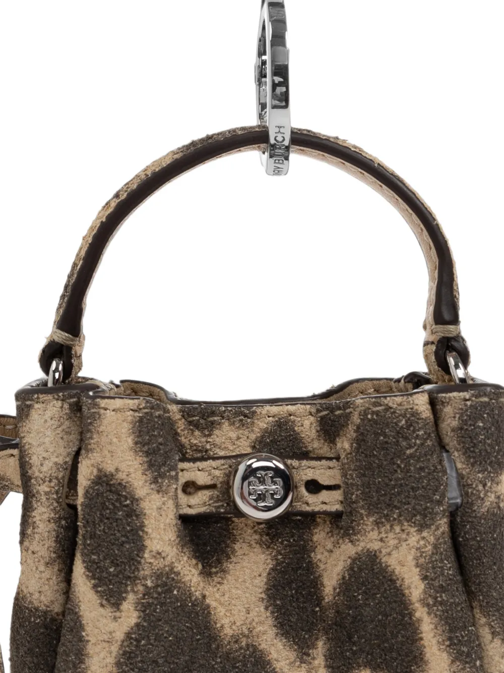 Tory Burch Romy sleutelhanger met dierenprint Beige