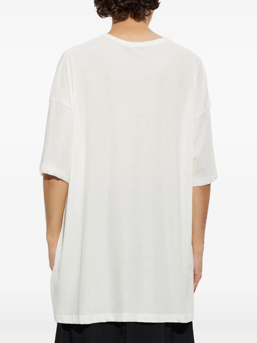 Yohji Yamamoto T-shirt met zijsplit en opgestikte zak Wit