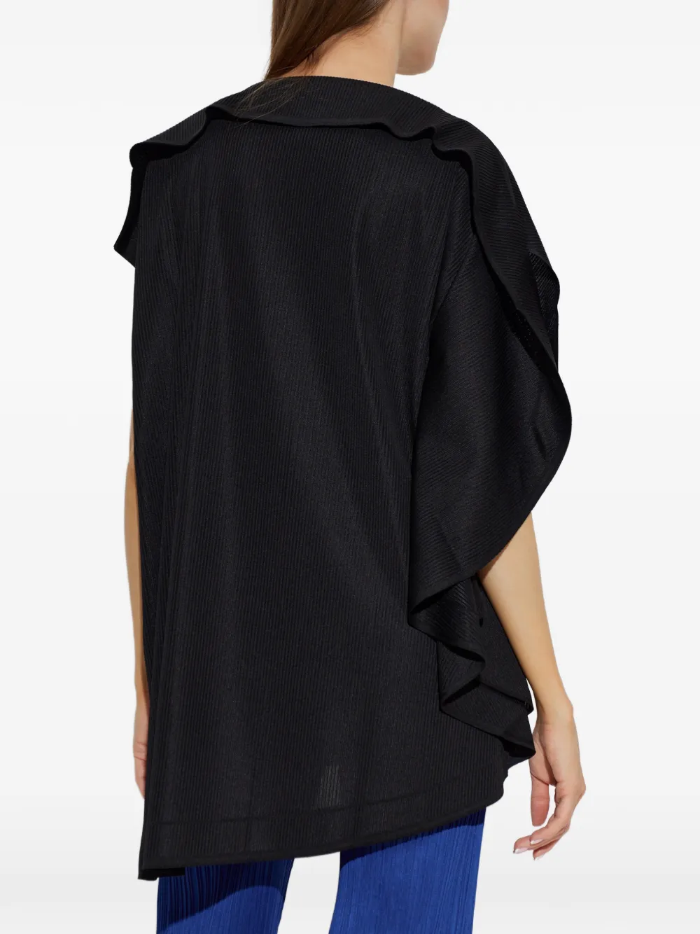 Pleats Please Issey Miyake A-Poc Slice geplooide top met ruches Zwart