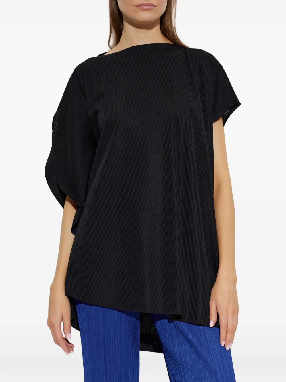 Pleats Please Issey Miyake A-Poc Slice pleated ruffled top - Nero