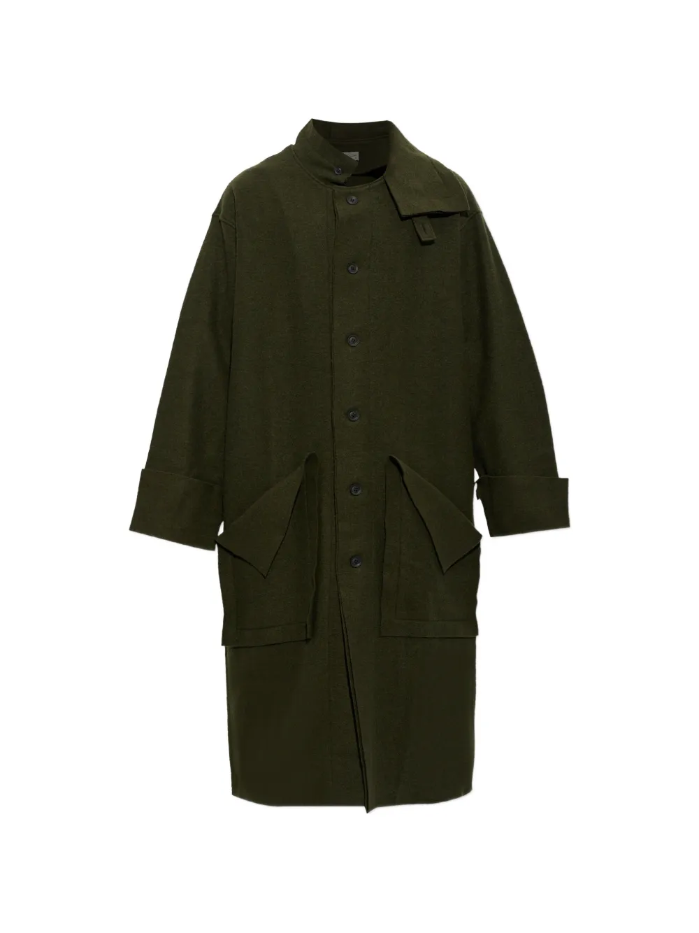 Yohji Yamamoto stand-up collar coat - Verde