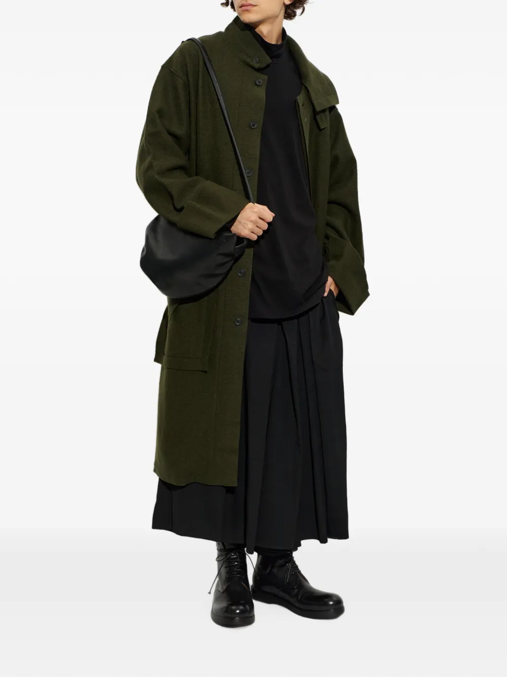 Yohji Yamamoto Jas met opstaande kraag Groen