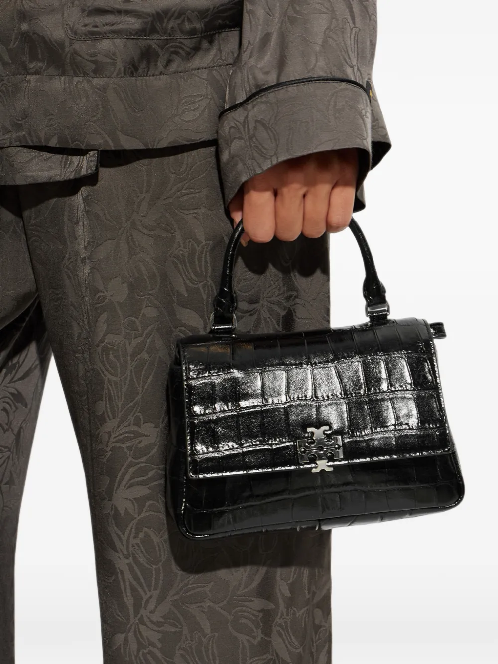 Tory Burch Charlie shopper met krokodillen-reliëf Zwart