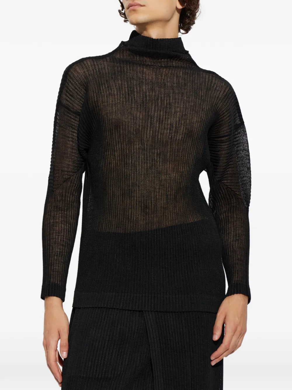 Homme Plissé Issey Miyake pleated turtleneck sweater - Schwarz