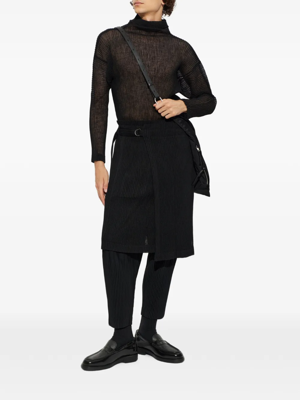 Homme Plissé Issey Miyake pleated turtleneck sweater - Nero
