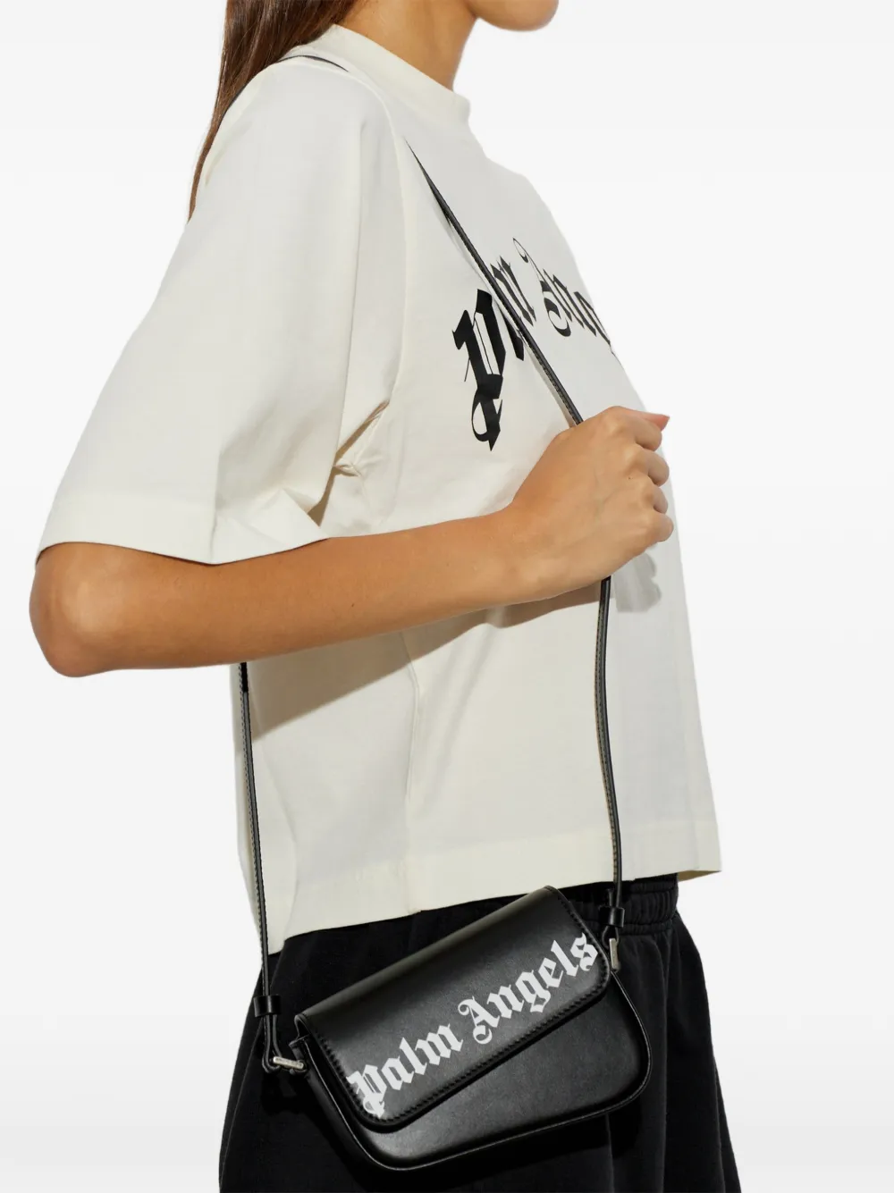 Palm Angels Crash leren mini-tas Zwart