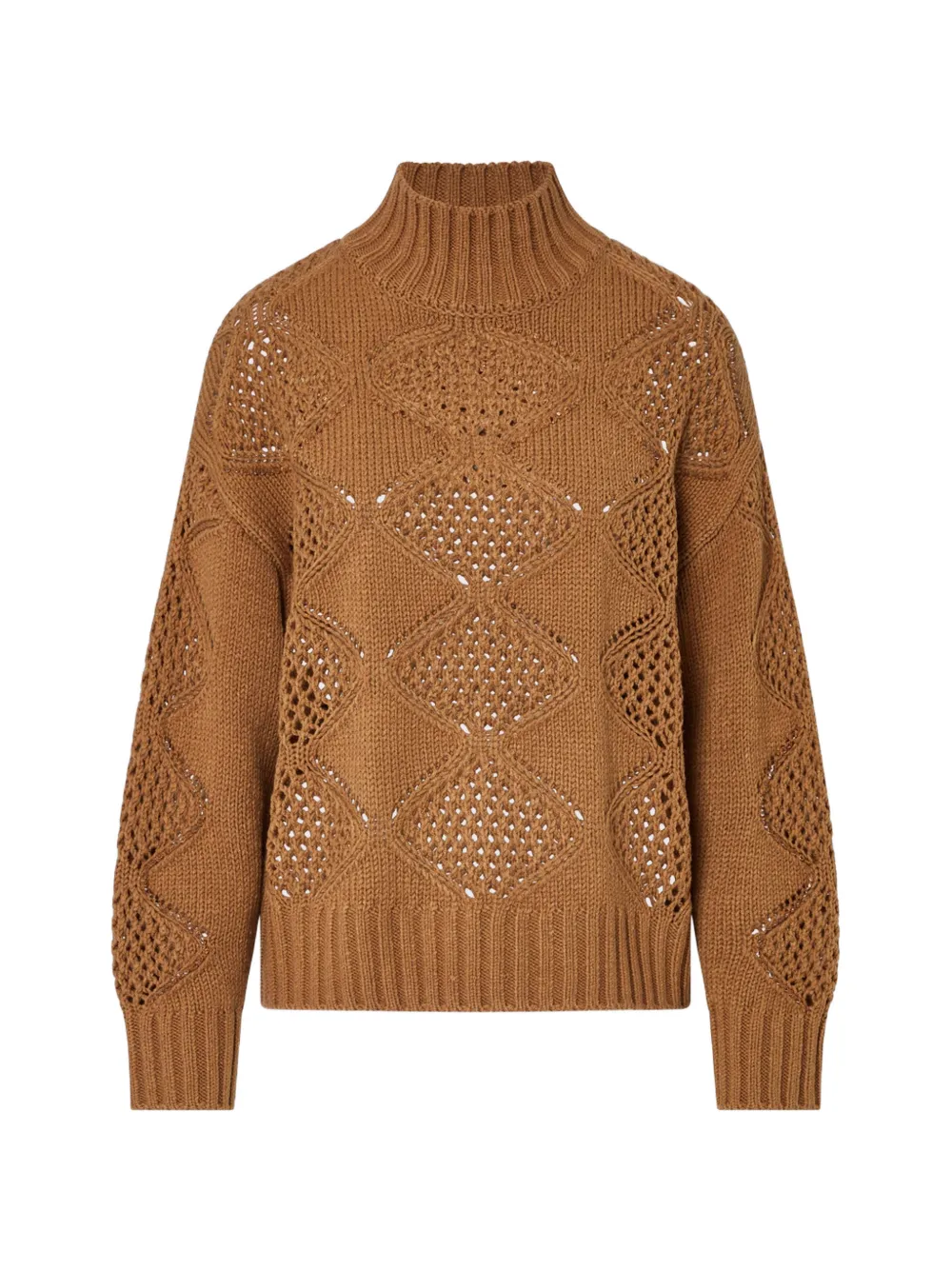 LIU JO turtleneck with beads and openwork - Marrone