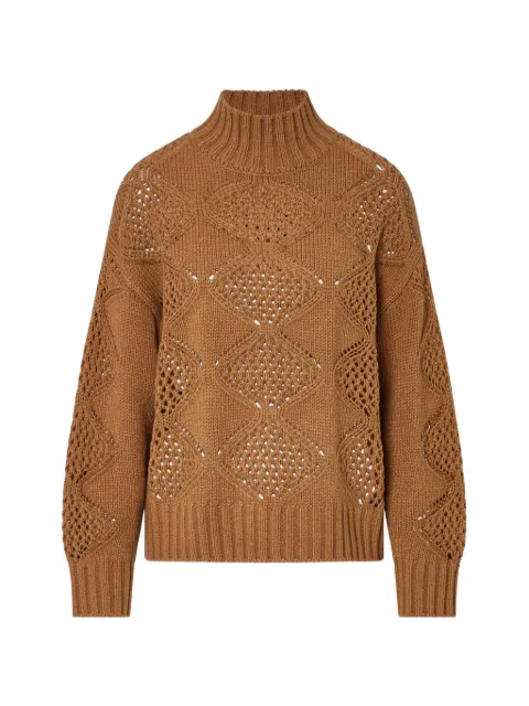 LIU JO jersey calado con cuello alto y cuentas