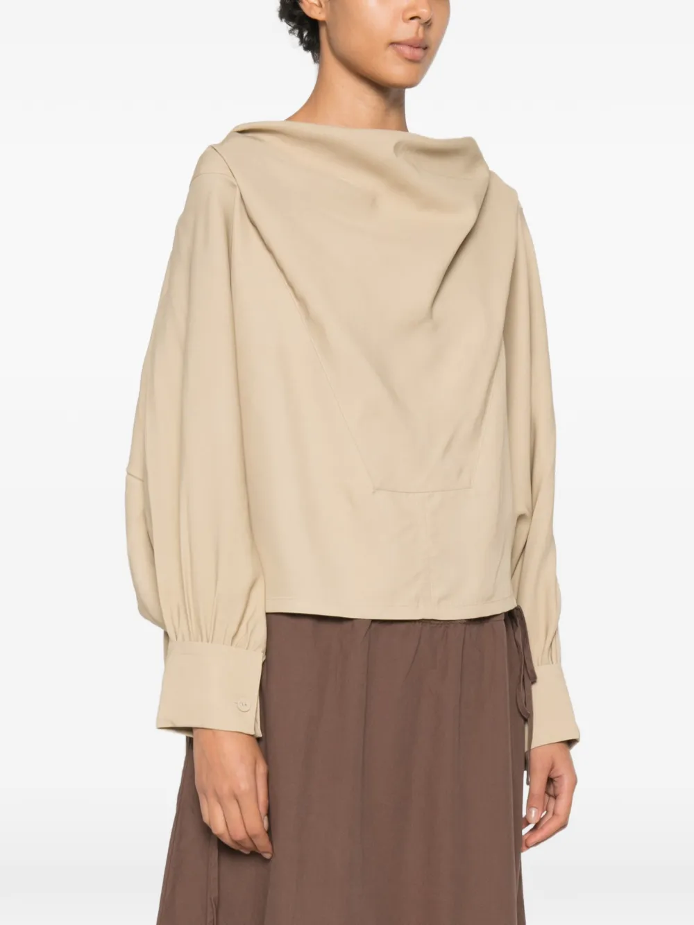 Co Draped Long-sleeve Top in Neutrals, view 3