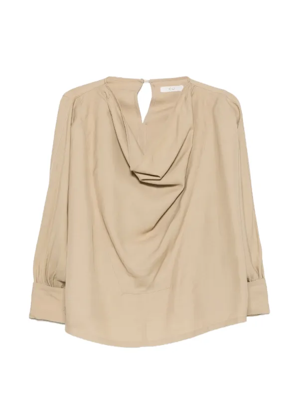 Co Draped Long-sleeve Top in Neutrals