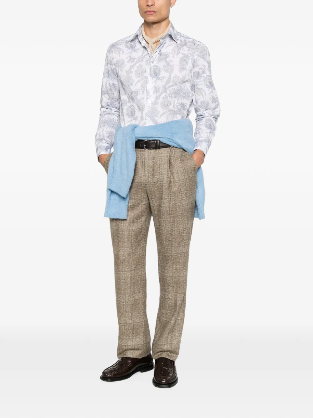ETRO Geruite plooibroek Bruin