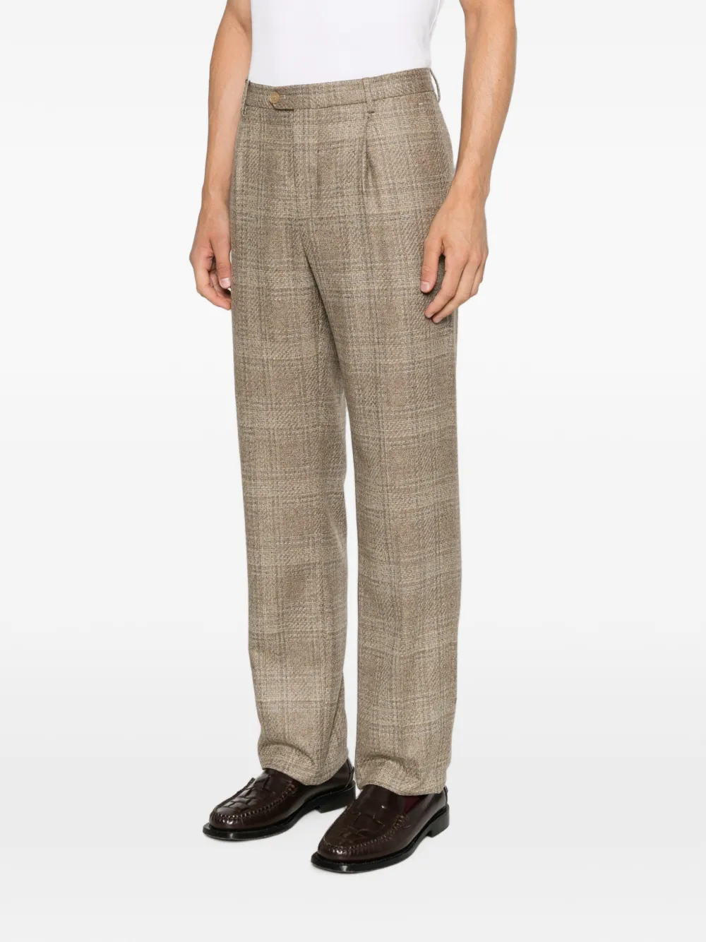 ETRO Geruite plooibroek Bruin