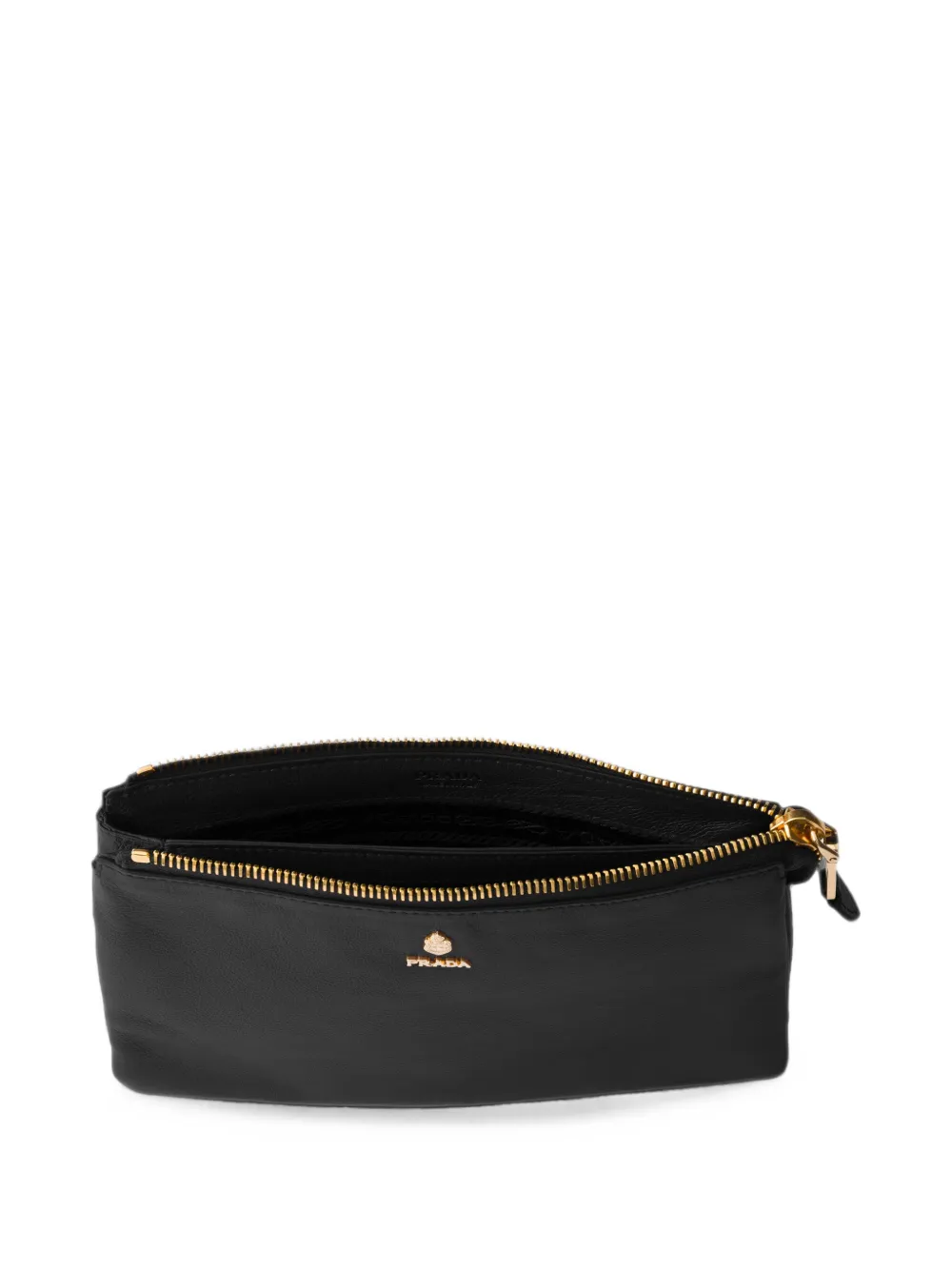 Prada Leren buidel met rits Zwart