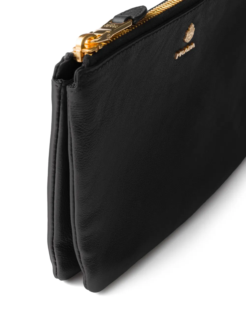 Prada Leren buidel met rits Zwart