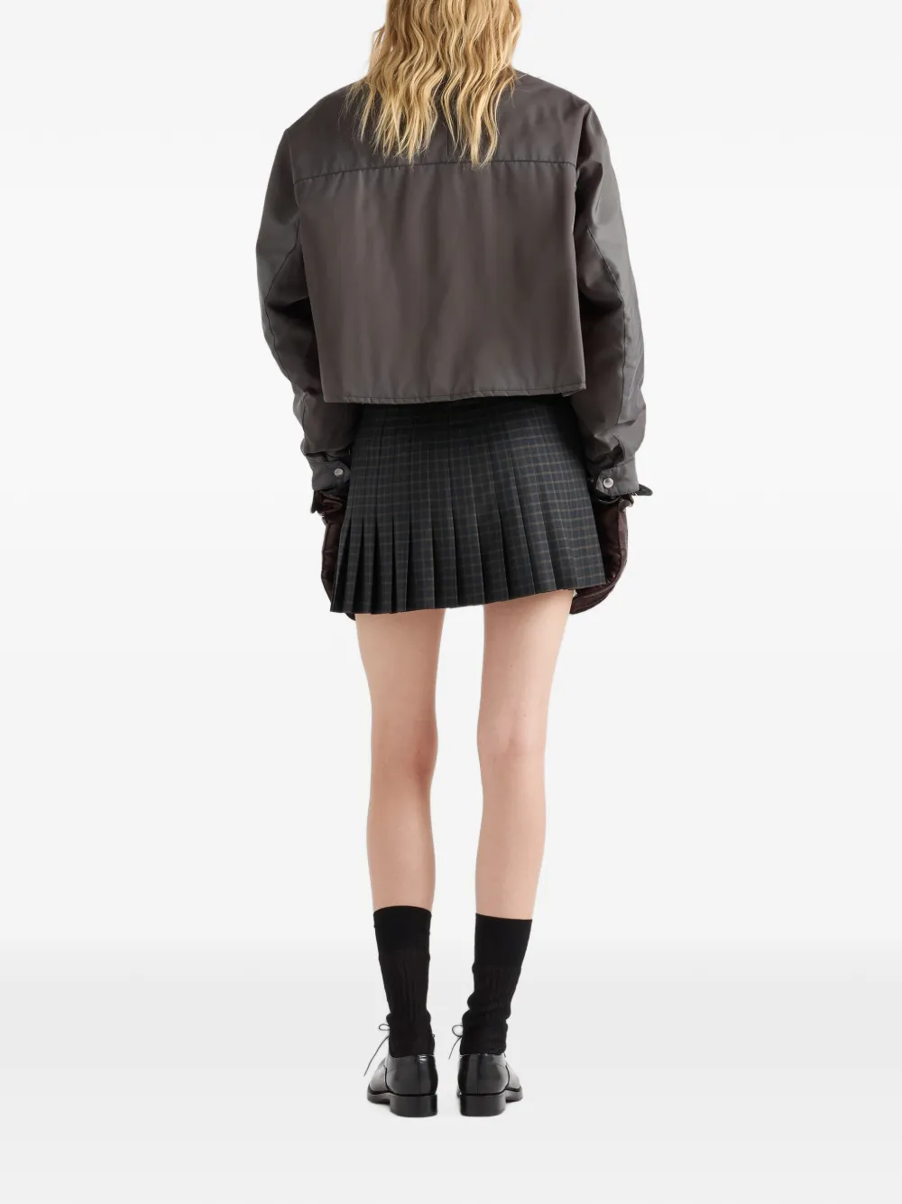 Prada Washed Re-nylon Blouson Jacket In Grey