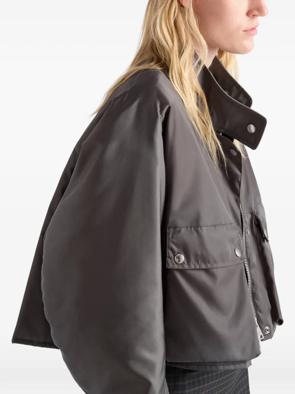 Prada Washed Re-nylon Blouson Jacket In Grey