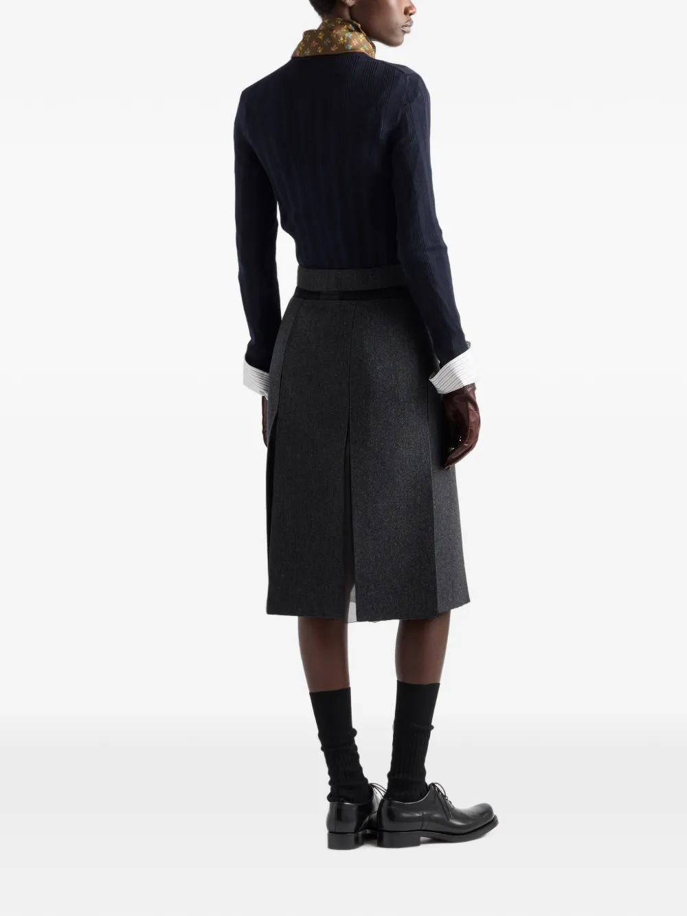 Prada Wollen midi-rok Grijs