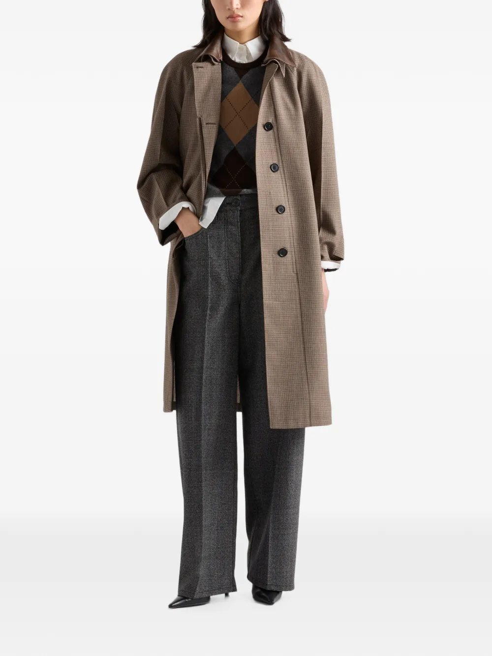 Prada Mouliné wollen broek Grijs