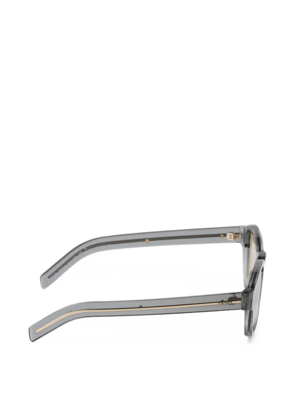 Prada Eyewear Zonnebril met het iconische metalen plakkaat Grijs