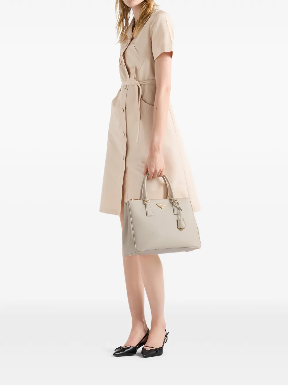 Prada Grote Galleria tas van saffiano leer Wit